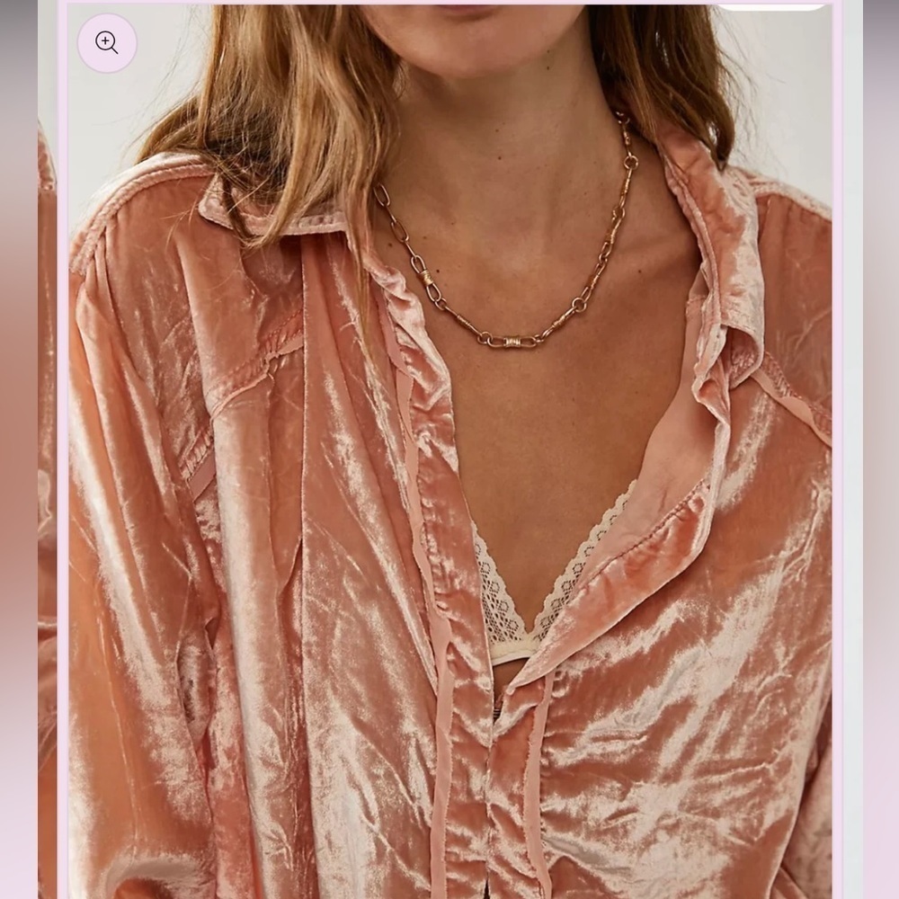 NWOT Free People Marianne Velvet Shirt - Picture 2 of 15
